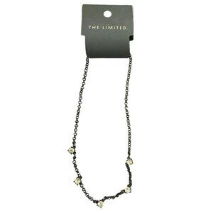 The Limited Black Chain Choker Necklace With Clear Rhinestone Accents
